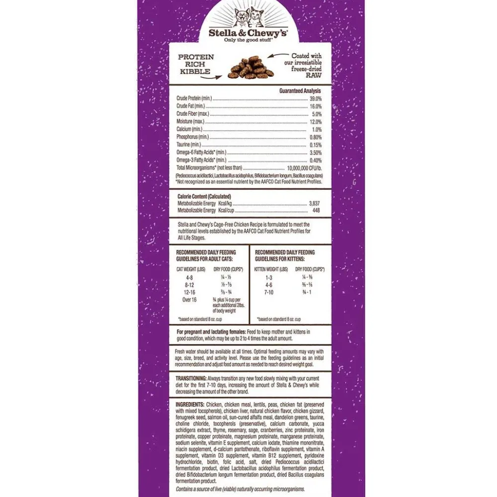 Stella & Chewy's Dry Food^Raw Coated Kibble Cage-Free Chicken Recipe Grain-Free Dry Cat Food, 2.5-lb
