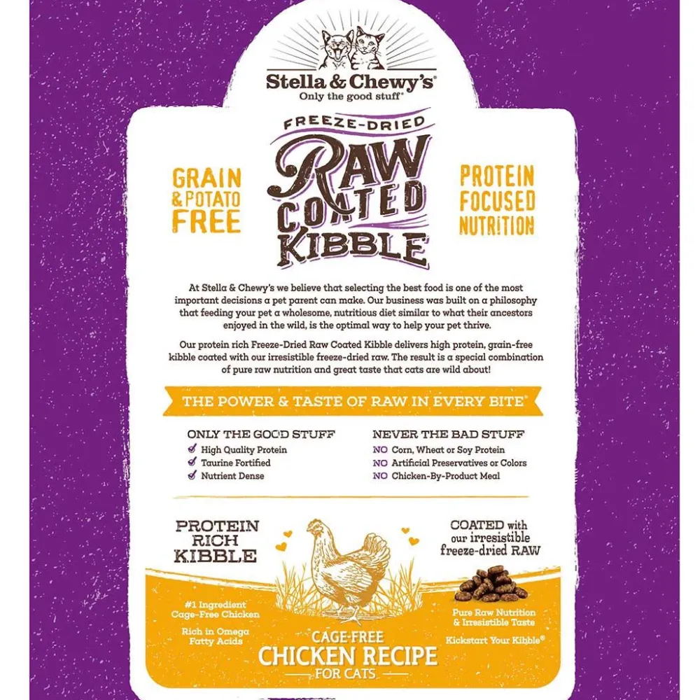 Stella & Chewy's Dry Food^Raw Coated Kibble Cage-Free Chicken Recipe Grain-Free Dry Cat Food, 2.5-lb