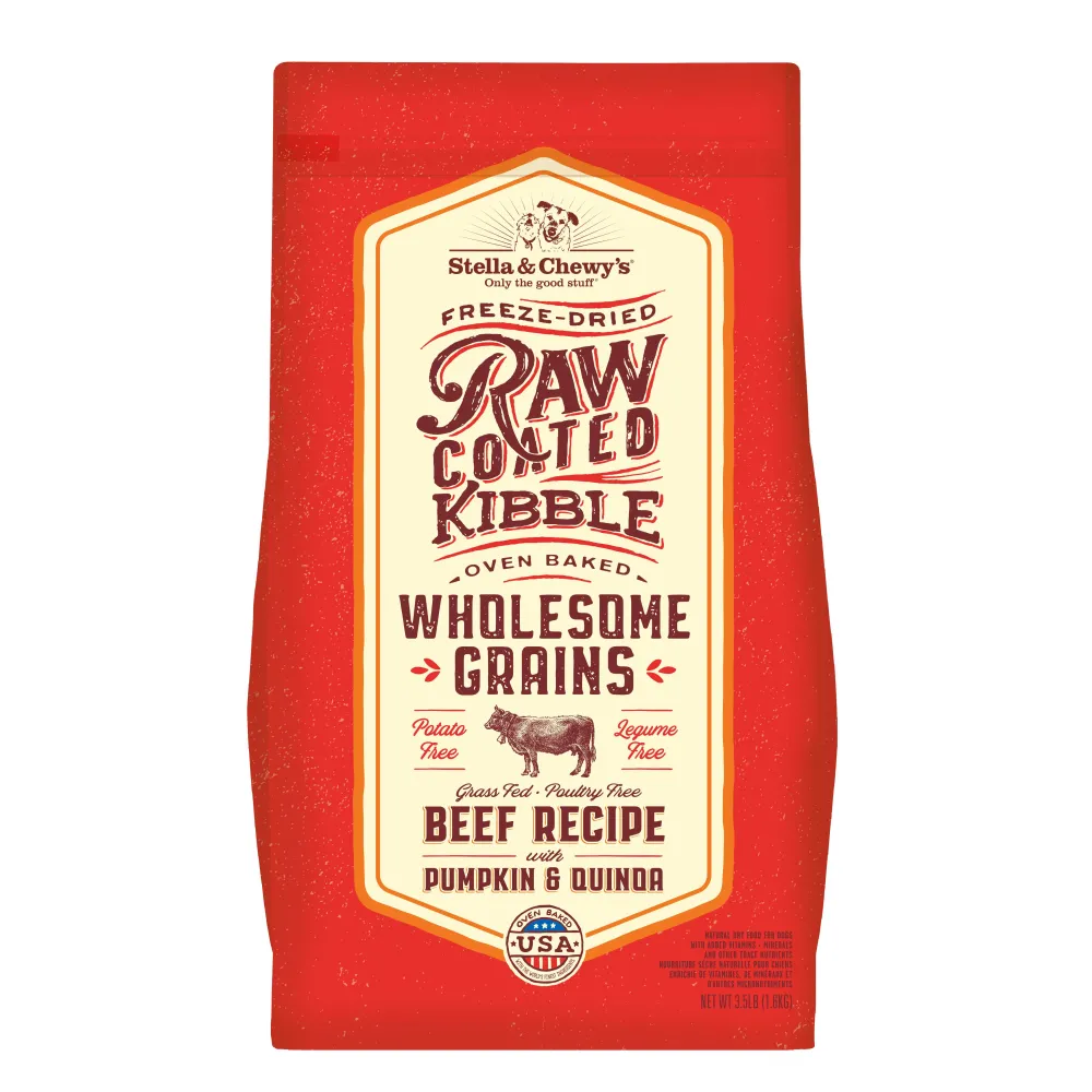 Stella & Chewy's Dry Food^Raw Coated Kibble Wholesome Grains Beef, Pumpkin & Quinoa Dry Dog Food, 3.5-lb