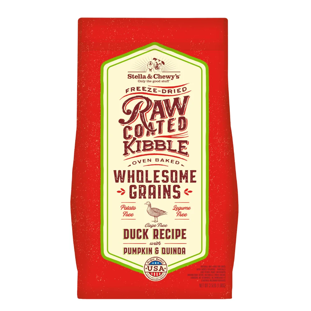 Stella & Chewy's Dry Food^Raw Coated Kibble Wholesome Grains Duck, Pumpkin & Quinoa Dry Dog Food, 3.5-lb