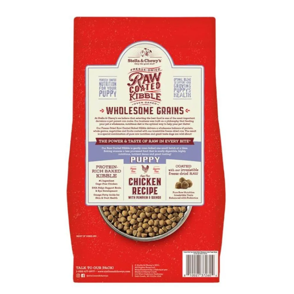 Stella & Chewy's Dry Food^Raw Coated Kibble Wholesome Grains Puppy Chicken Recipe with Pumpkin & Quinoa Dry Dog Food, 22-lb
