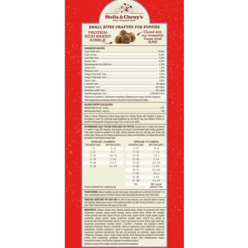 Stella & Chewy's Dry Food^Raw Coated Kibble Wholesome Grains Puppy Chicken Recipe with Pumpkin & Quinoa Dry Dog Food, 22-lb