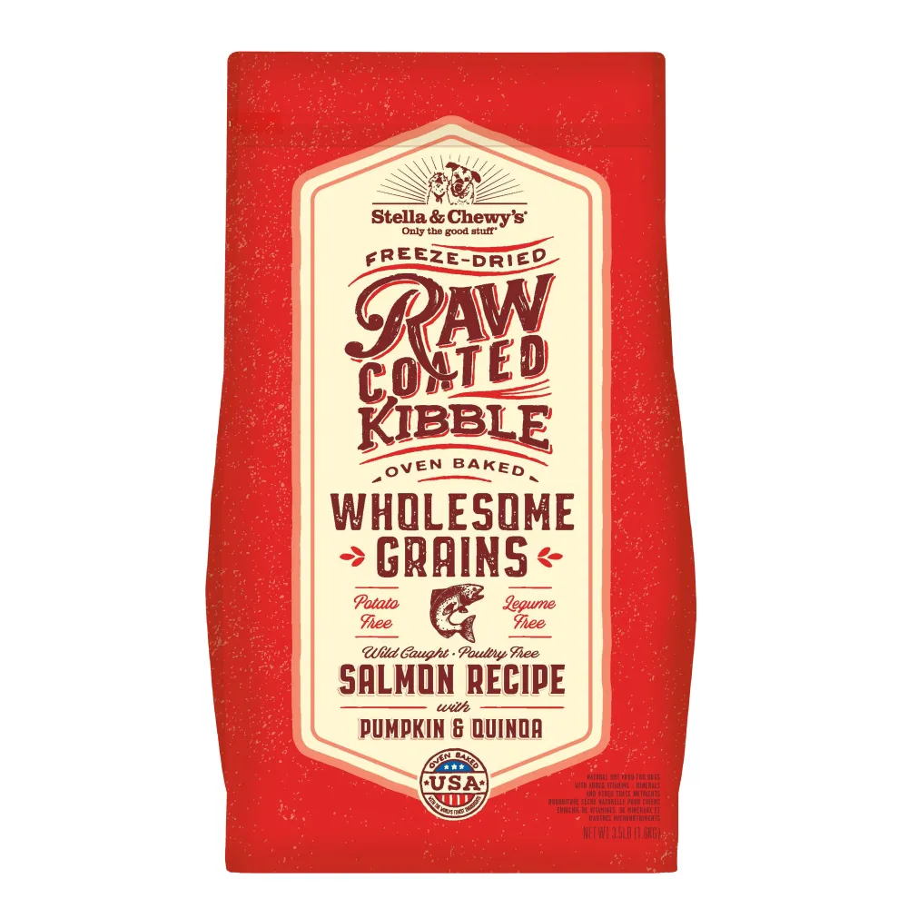 Stella & Chewy's Dry Food^Raw Coated Kibble Wholesome Grains Salmon, Pumpkin & Quinoa Dry Dog Food, 22-lb
