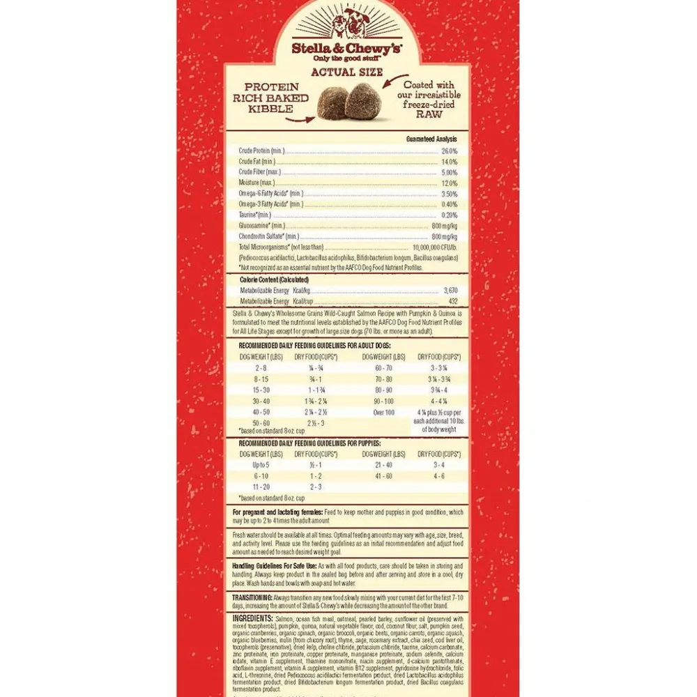 Stella & Chewy's Dry Food^Raw Coated Kibble Wholesome Grains Salmon, Pumpkin & Quinoa Dry Dog Food, 22-lb