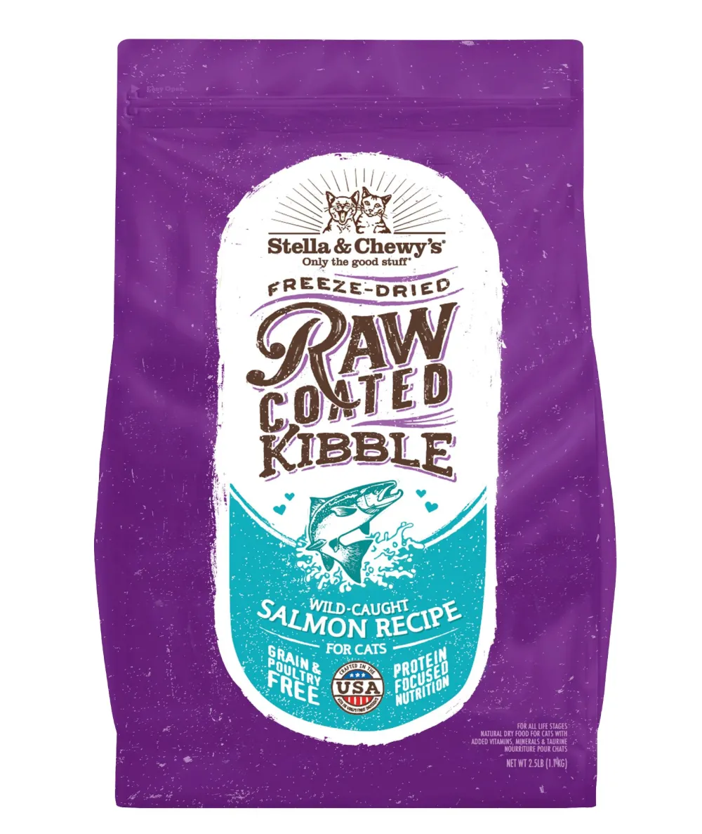Stella & Chewy's Dry Food^Raw Coated Kibble Wild Caught Salmon Recipe Grain-Free Dry Cat Food, 2.5-lb