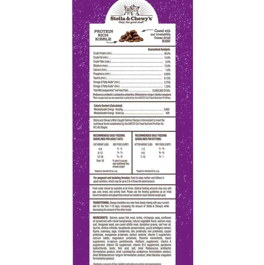 Stella & Chewy's Dry Food^Raw Coated Kibble Wild Caught Salmon Recipe Grain-Free Dry Cat Food, 2.5-lb