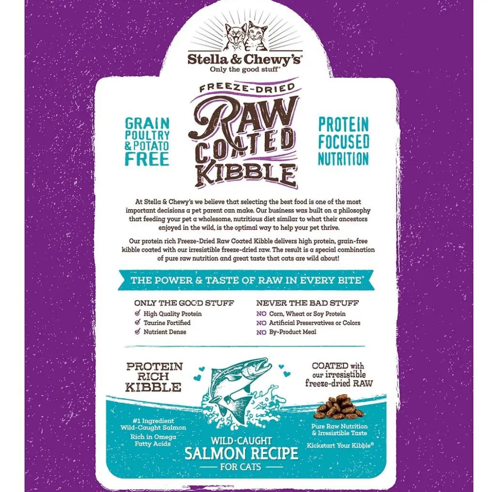 Stella & Chewy's Dry Food^Raw Coated Kibble Wild Caught Salmon Recipe Grain-Free Dry Cat Food, 2.5-lb