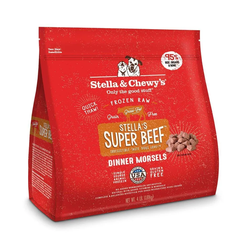 Stella & Chewy's Frozen Food^Stella's Super Beef Dinner Morsels Grain-Free Raw Frozen Dog Food, 4-lb