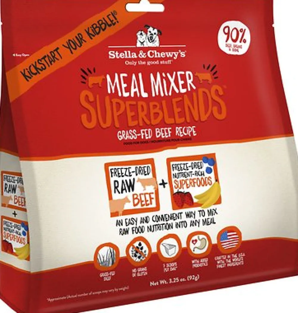 Stella & Chewy's Freeze-Dried Food^SuperBlends Grass-Fed Beef Recipe Meal Mixers Grain-Free Freeze-Dried Dog Food, 3.25-oz