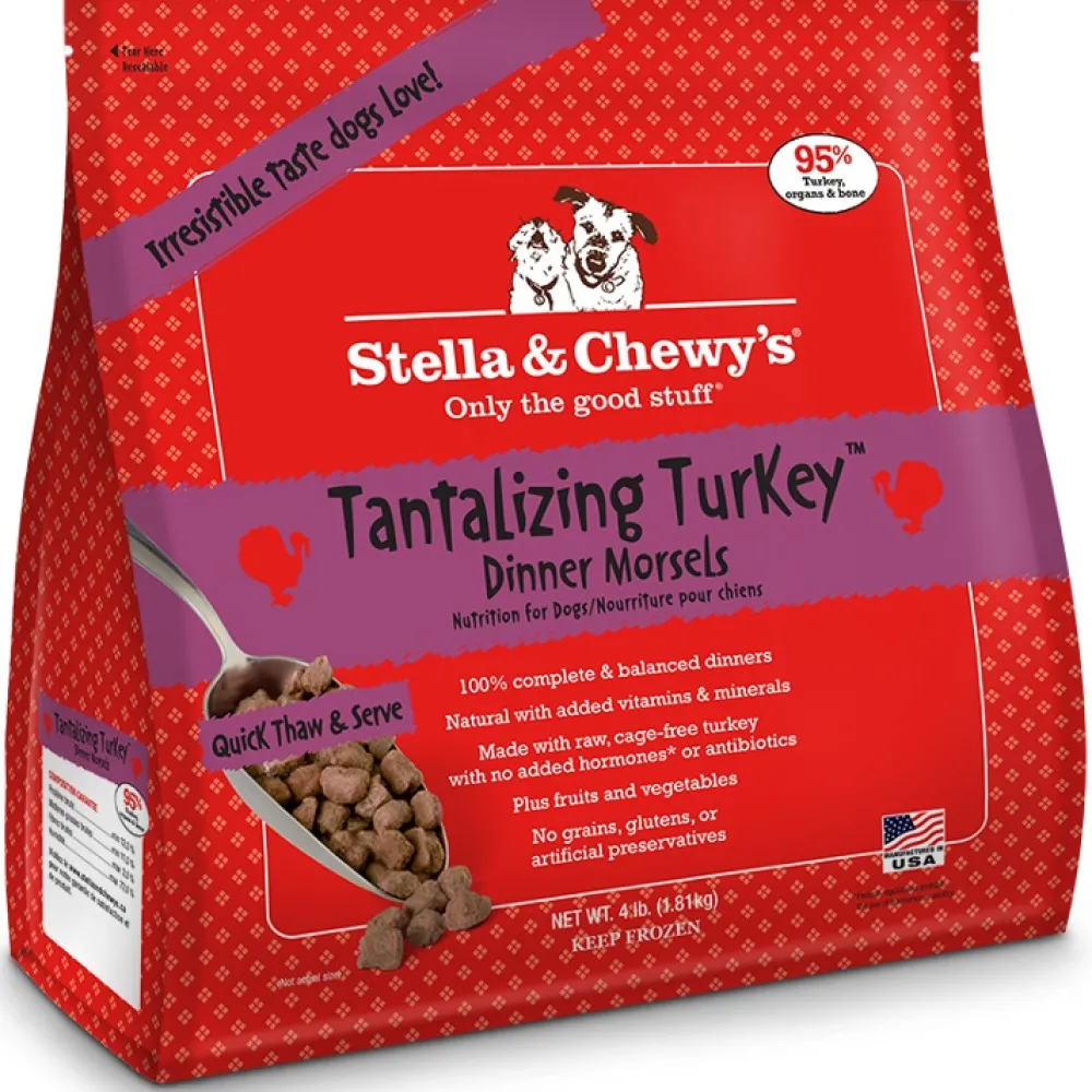 Stella & Chewy's Frozen Food^Tantalizing Turkey Dinner Morsels Grain-Free Raw Frozen Dog Food, 4-lb