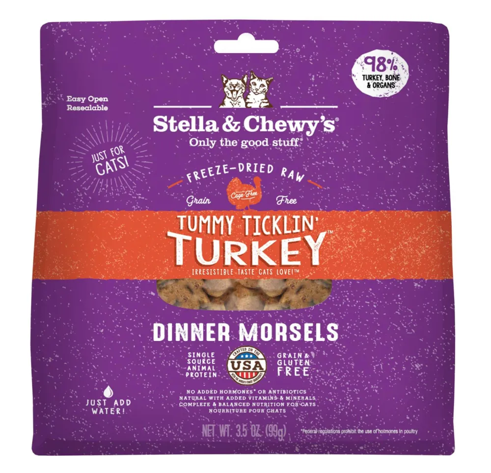 Stella & Chewy's Freeze-Dried Food^Tummy Ticklin' Turkey Dinner Grain-Free Freeze-Dried Cat Food, 3.5-oz