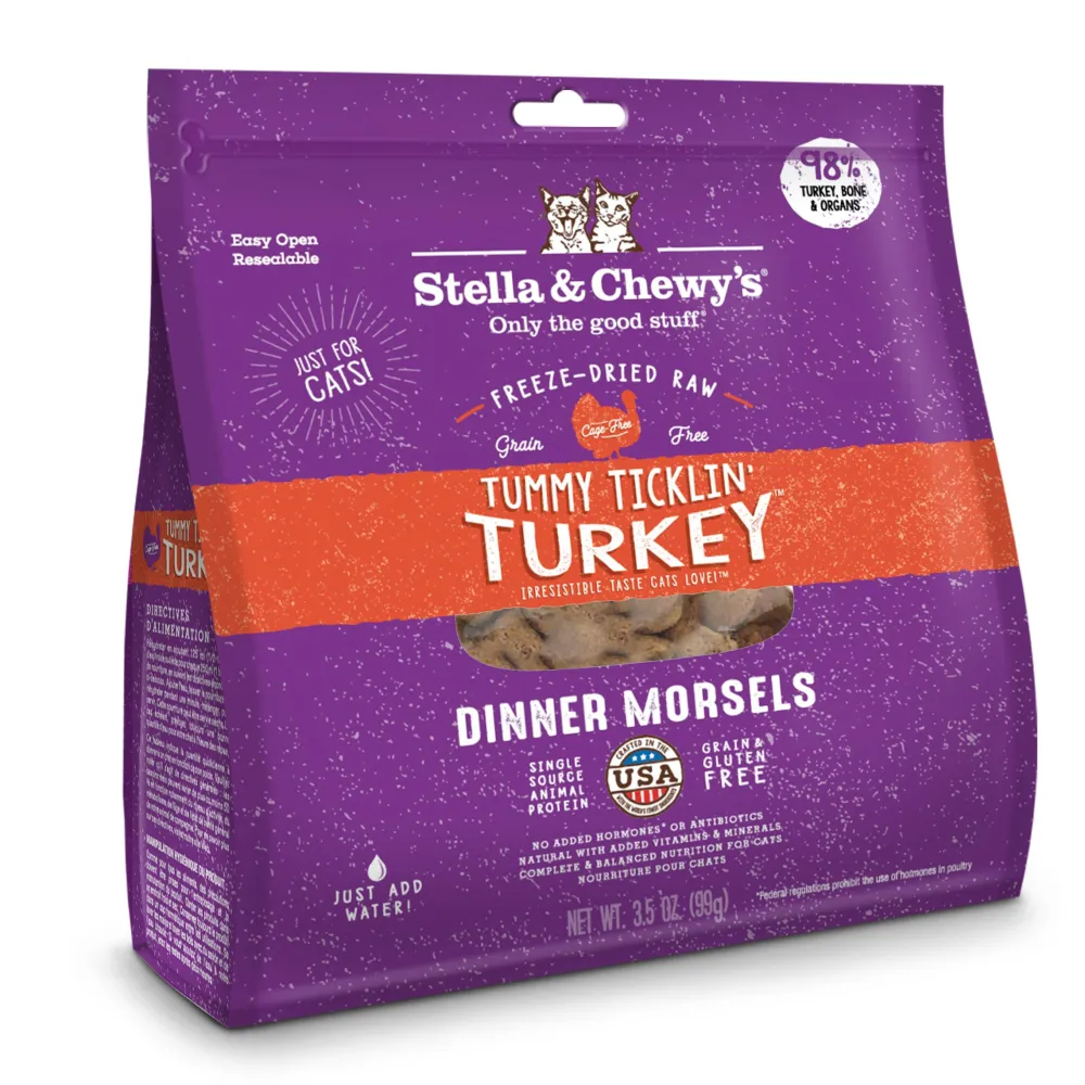 Stella & Chewy's Freeze-Dried Food^Tummy Ticklin' Turkey Dinner Grain-Free Freeze-Dried Cat Food, 3.5-oz