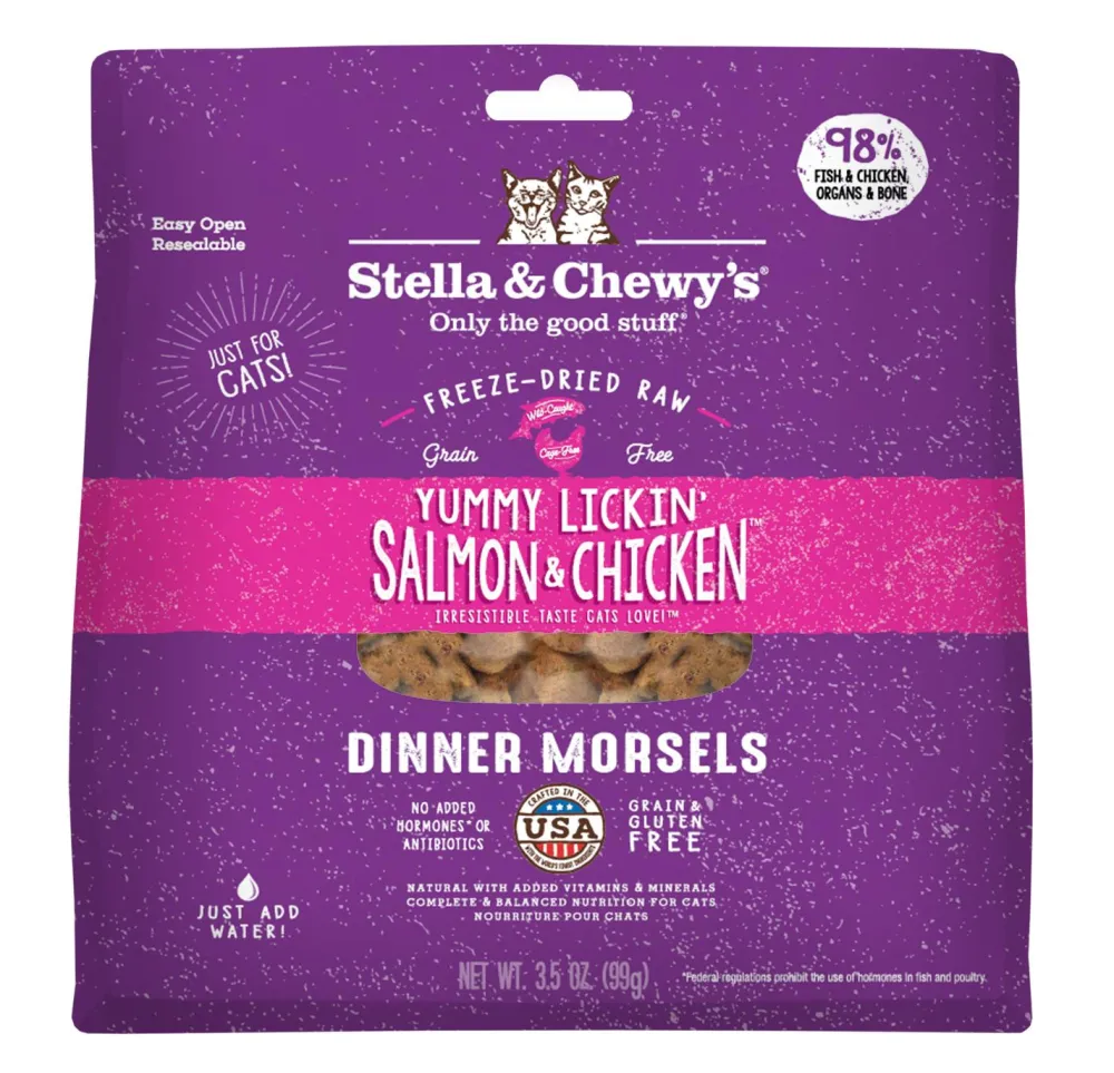 Stella & Chewy's Freeze-Dried Food^Yummy Lickin' Salmon & Chicken Dinner Morsels Grain-Free Freeze-Dried Cat Food, 3.5-oz