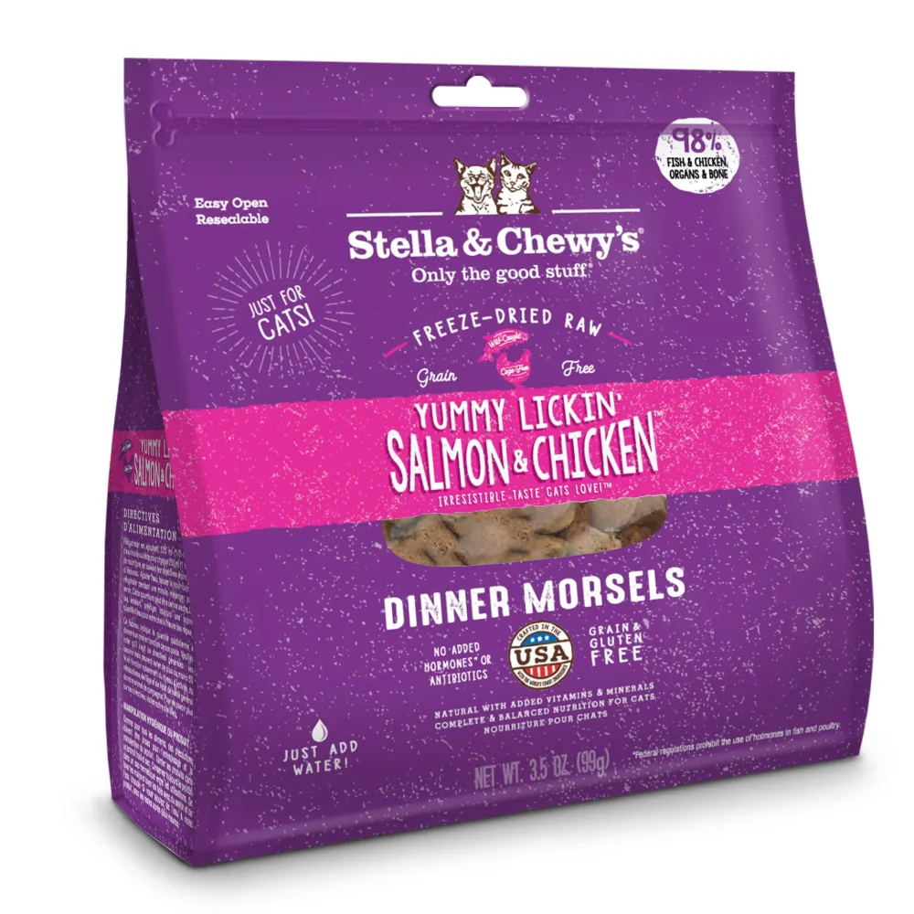 Stella & Chewy's Freeze-Dried Food^Yummy Lickin' Salmon & Chicken Dinner Morsels Grain-Free Freeze-Dried Cat Food, 3.5-oz