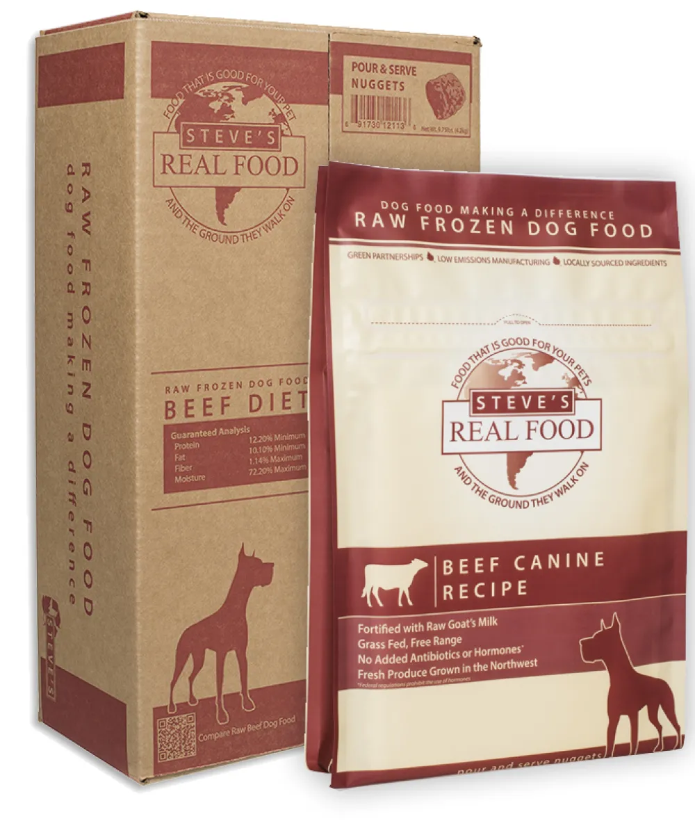 Steve's Real Food Frozen Food | Frozen Food^Beef Nuggets Raw Frozen Dog & Cat Food, 5-lb