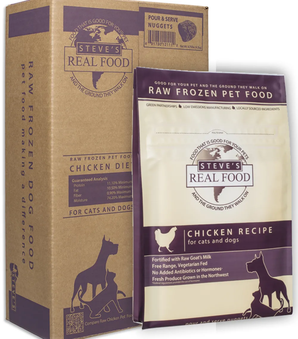Steve's Real Food Frozen Food | Frozen Food^Chicken Nuggets Raw Frozen Dog & Cat Food, 5-lb