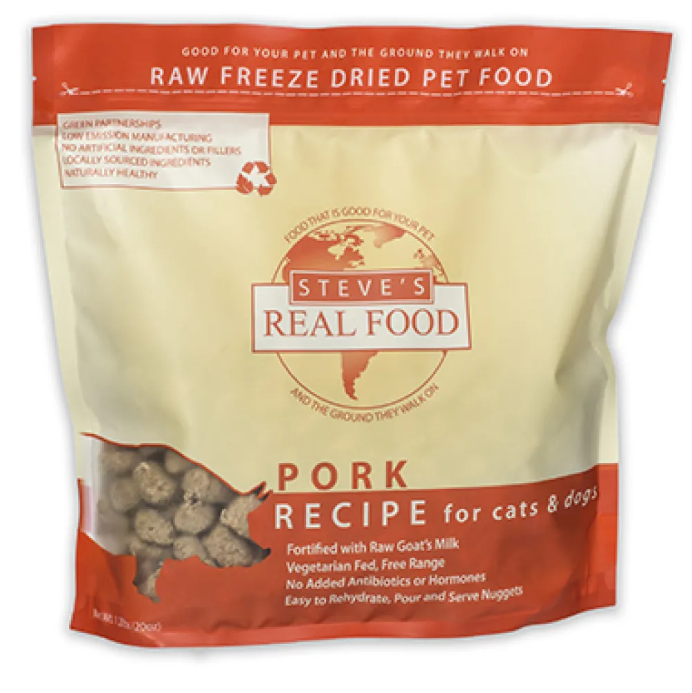 Steve's Real Food Freeze-Dried Food^Freeze-Dried Pork Nuggets for Dogs, 1.25-lb