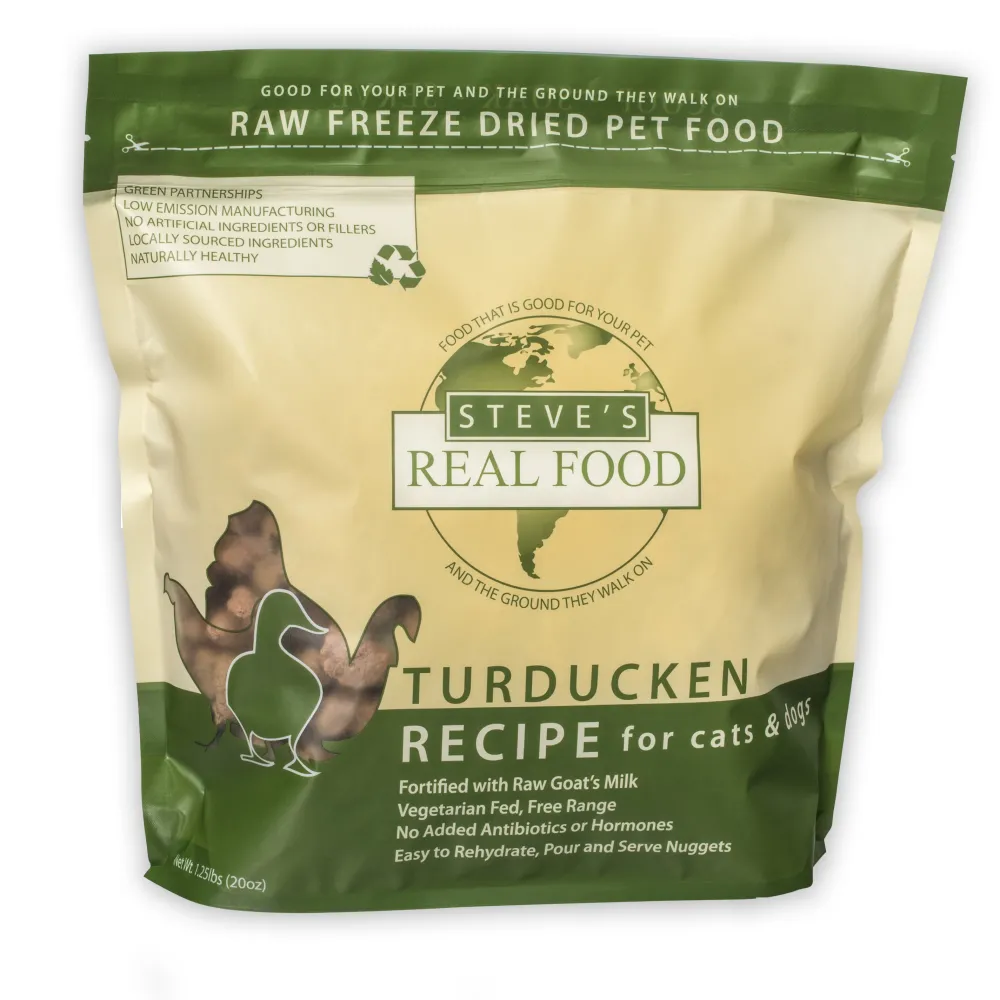 Steve's Real Food Freeze-Dried Food^Freeze-Dried Turducken Nuggets for Dogs, 1.25-lb