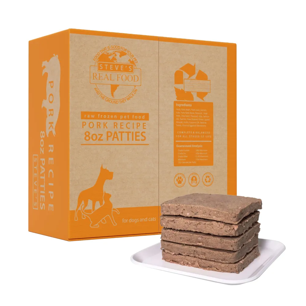 Steve's Real Food Frozen Food | Frozen Food^Pork Patties Raw Frozen Dog & Cat Food, 14-lb
