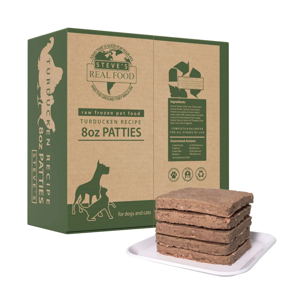 Steve's Real Food Frozen Food | Frozen Food^Turducken Patties Raw Frozen Dog & Cat Food, 14-lb
