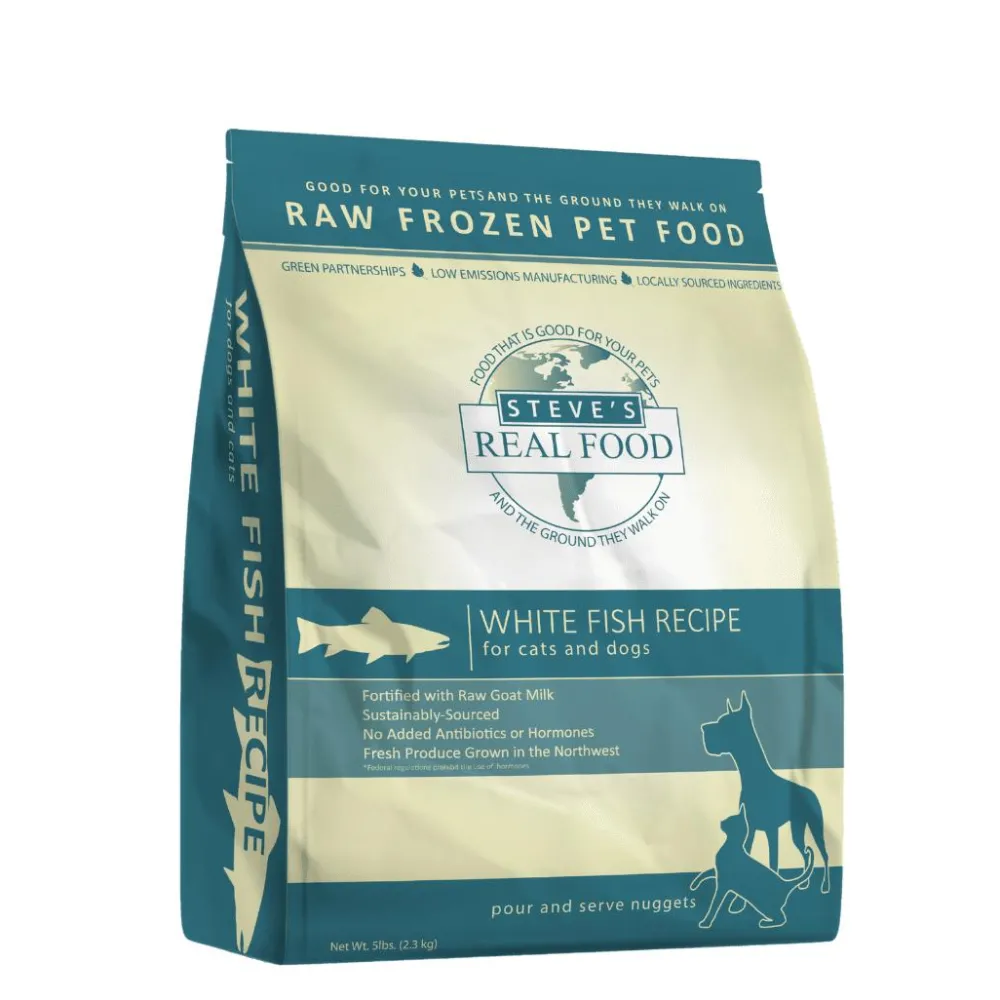 Steve's Real Food Frozen Food | Frozen Food^Whitefish Nuggets Raw Frozen Dog & Cat Food, 5-lb
