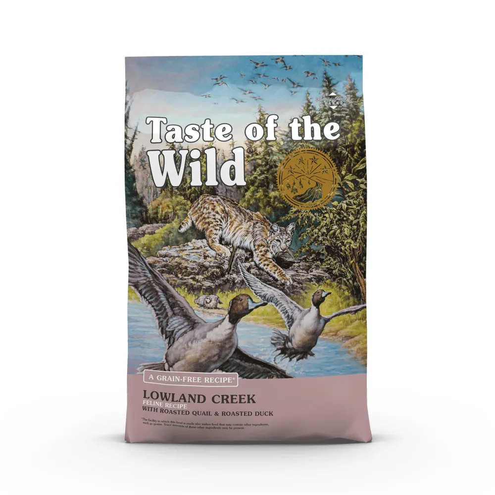 Taste Of The Wild Dry Food^Lowland Creek with Roasted Quail & Roasted Duck Grain-Free Dry Cat Food, 5-lb