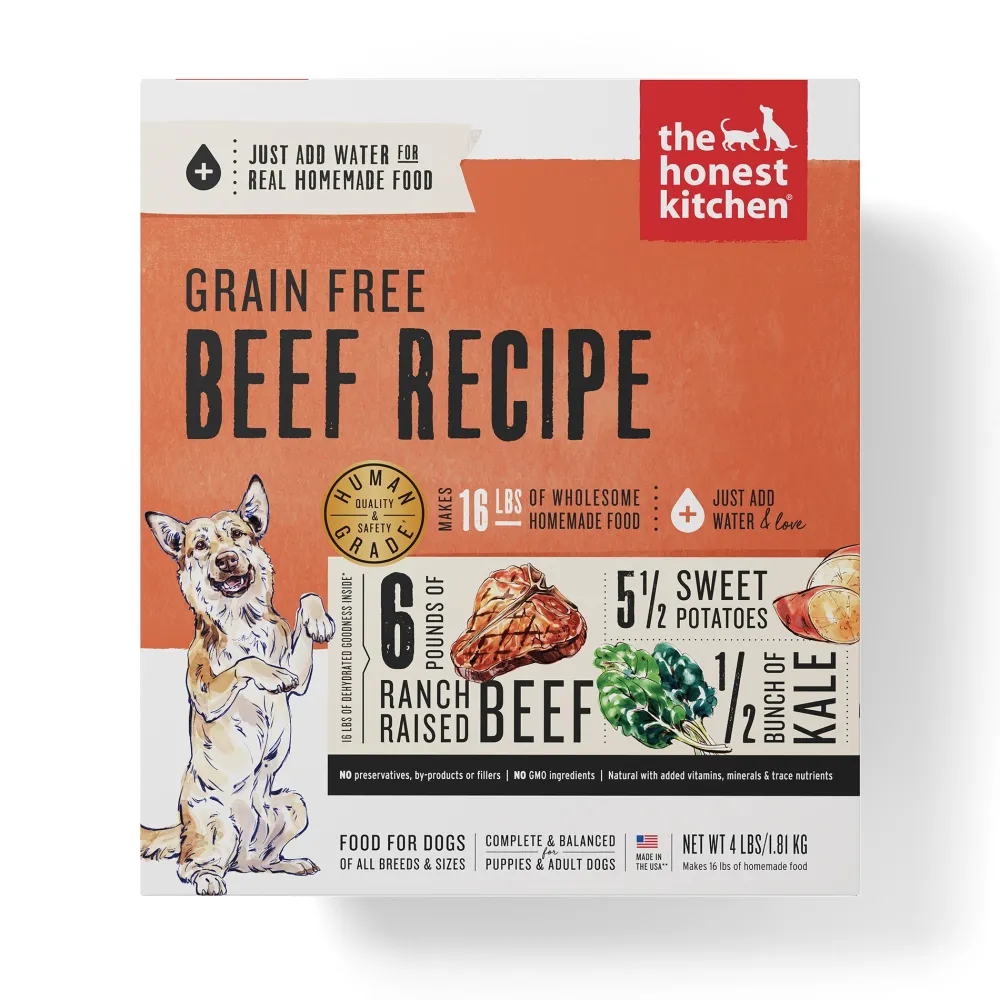 The Honest Kitchen Air-Dried & Dehydrated Food^Beef Recipe Grain-Free Dehydrated Dog Food, 4-lb box