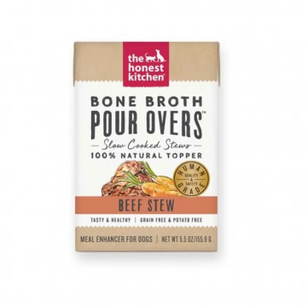 The Honest Kitchen Food Toppings | Broth^Bone Broth Pour Overs Beef Stew Dog Food Topper, 5.5-oz