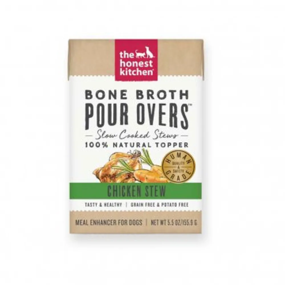 The Honest Kitchen Food Toppings | Broth^Bone Broth Pour Overs Chicken Stew Dog Food Topper, 5.5-oz