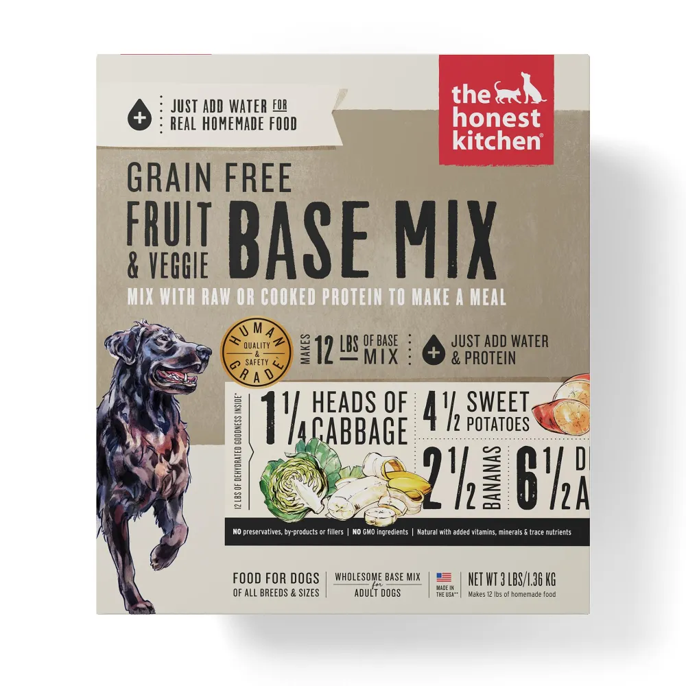 The Honest Kitchen Air-Dried & Dehydrated Food^Fruit & Veggie Base Mix Grain-Free Dehydrated Dog Food, 3-lb box