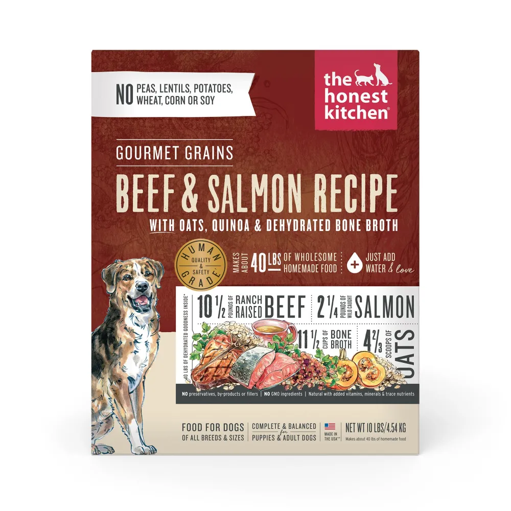 The Honest Kitchen Air-Dried & Dehydrated Food^Gourmet Grains Beef & Salmon Recipe Dehydrated Dog Food, 10-lb box