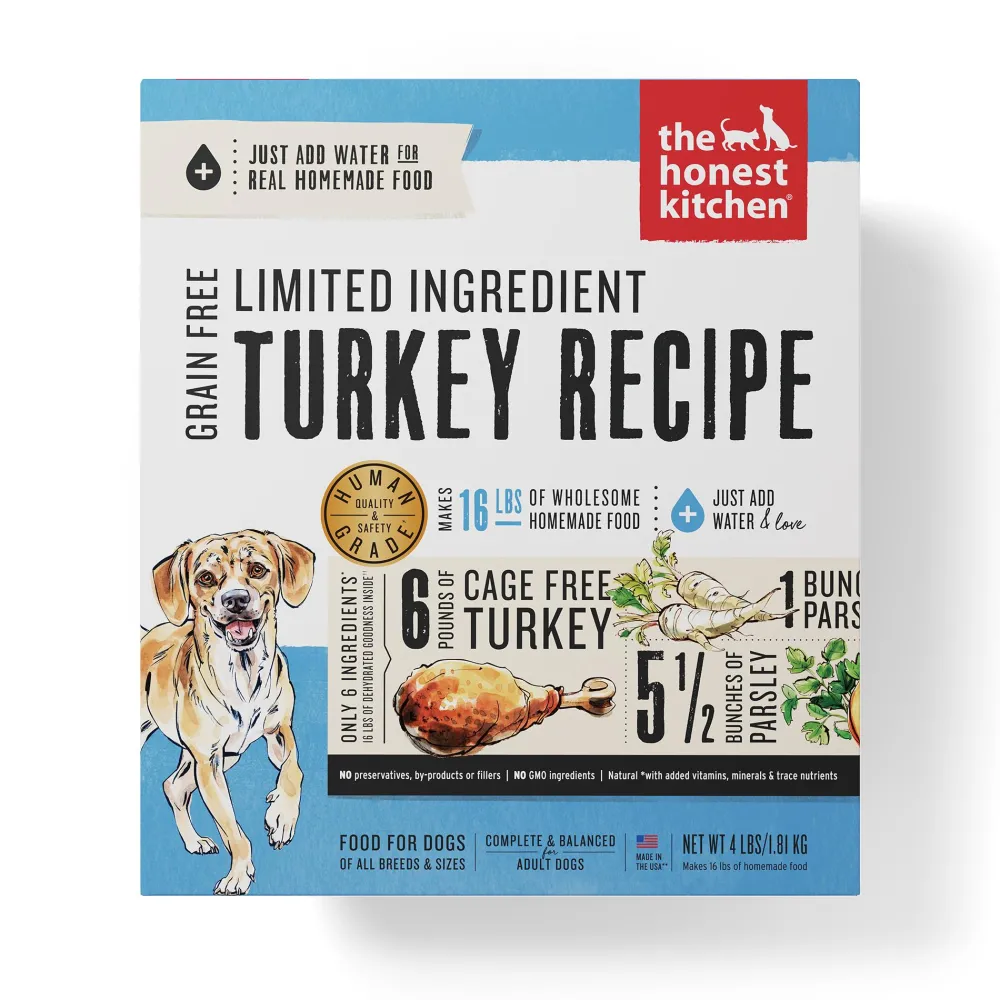 The Honest Kitchen Air-Dried & Dehydrated Food^Limited Ingredient Turkey Recipe Dehydrated Dog Food, 4-lb box
