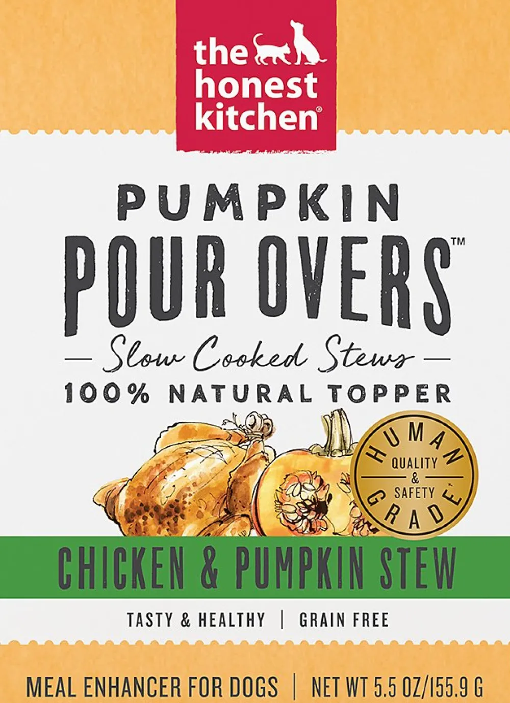 The Honest Kitchen Food Toppings^Pumpkin Pour Overs Chicken & Pumpkin Stew Dog Food Topper, 5.5-oz