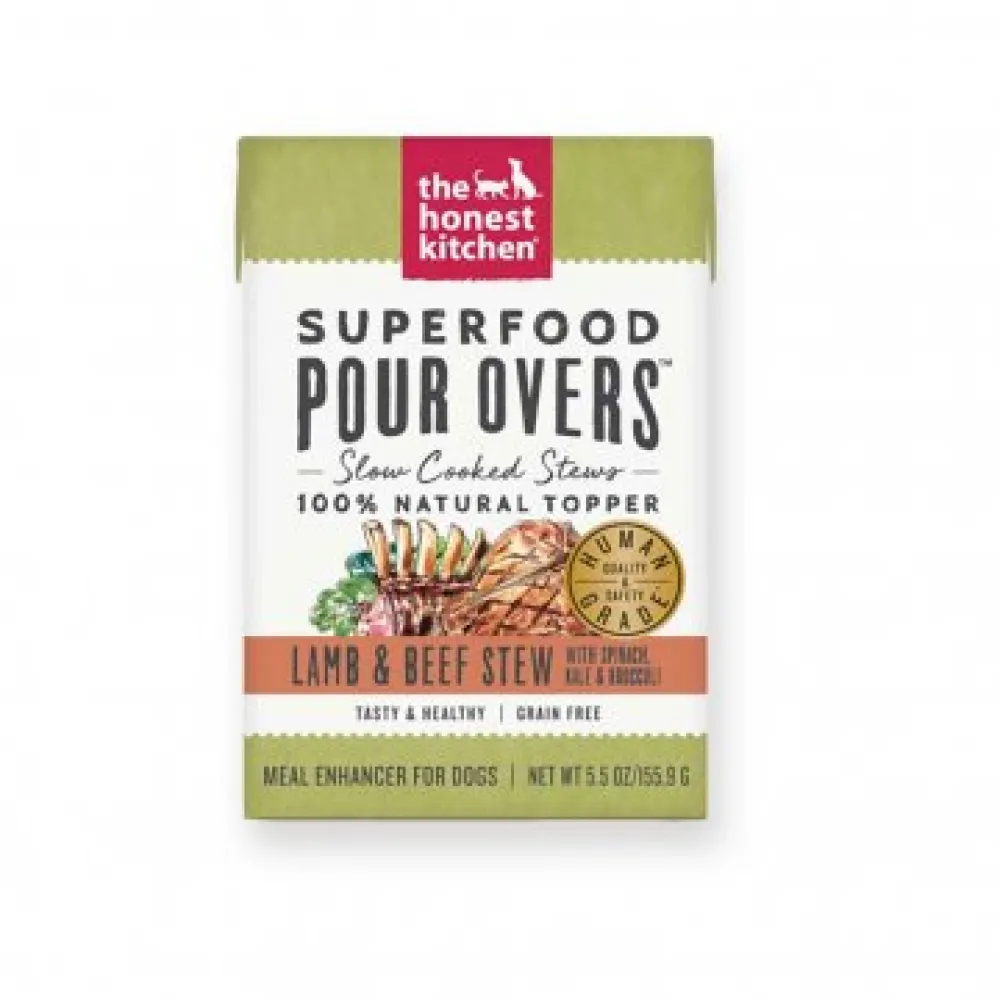 The Honest Kitchen Food Toppings^Superfood Pour Overs Lamb & Beef Stew with Spinach Dog Food Topper, 5.5-oz
