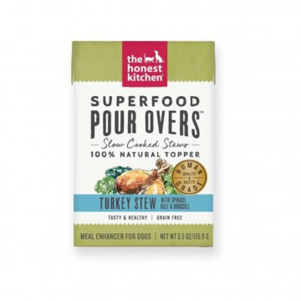 The Honest Kitchen Food Toppings^Superfood Pour Overs Turkey Stew with Spinach Dog Food Topper, 5.5-oz