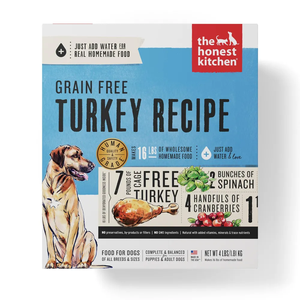 The Honest Kitchen Air-Dried & Dehydrated Food^Turkey Recipe Grain-Free Dehydrated Dog Food, 4-lb box
