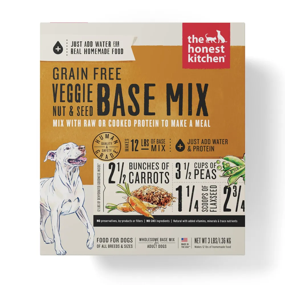 The Honest Kitchen Air-Dried & Dehydrated Food^Veggie, Nut & Seed Base Mix Grain-Free Dehydrated Dog Food, 3-lb box