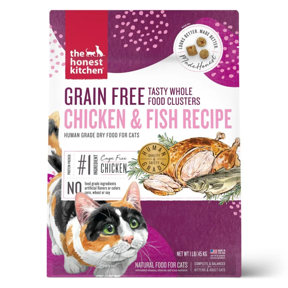 The Honest Kitchen Dry Food^Whole Food Clusters Chicken & White Fish Grain-Free Dry Cat Food, 1-lb