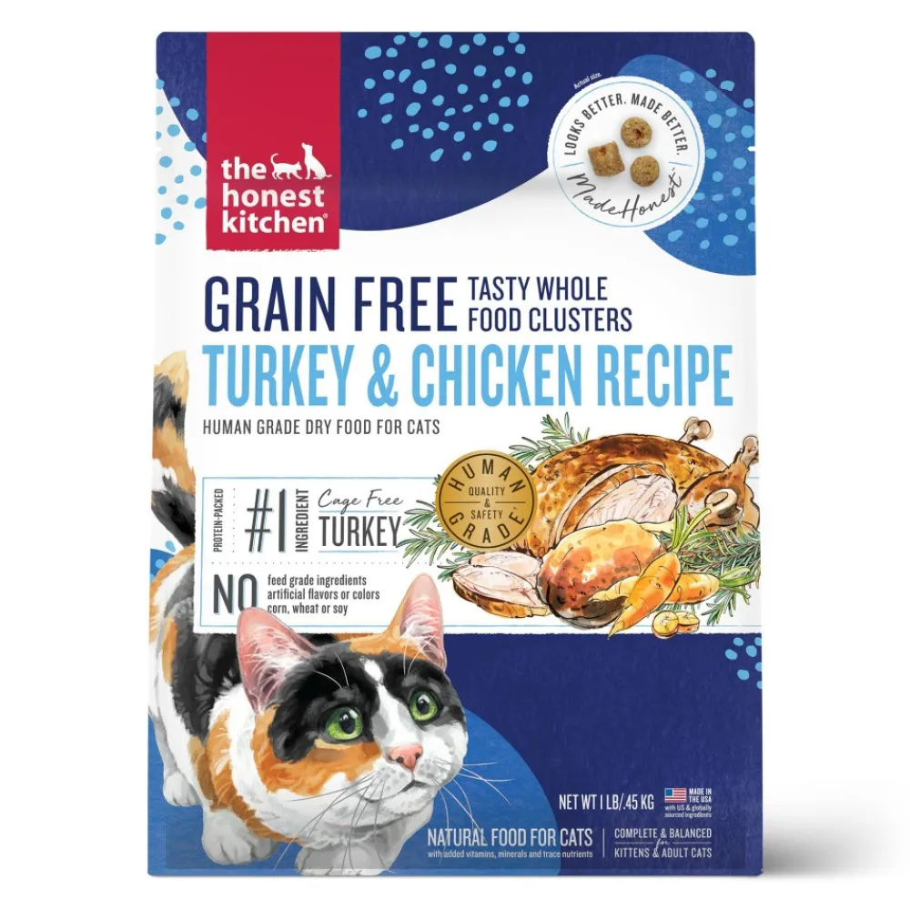 The Honest Kitchen Dry Food^Whole Food Clusters Turkey & Chicken Grain-Free Dry Cat Food, 1-lb