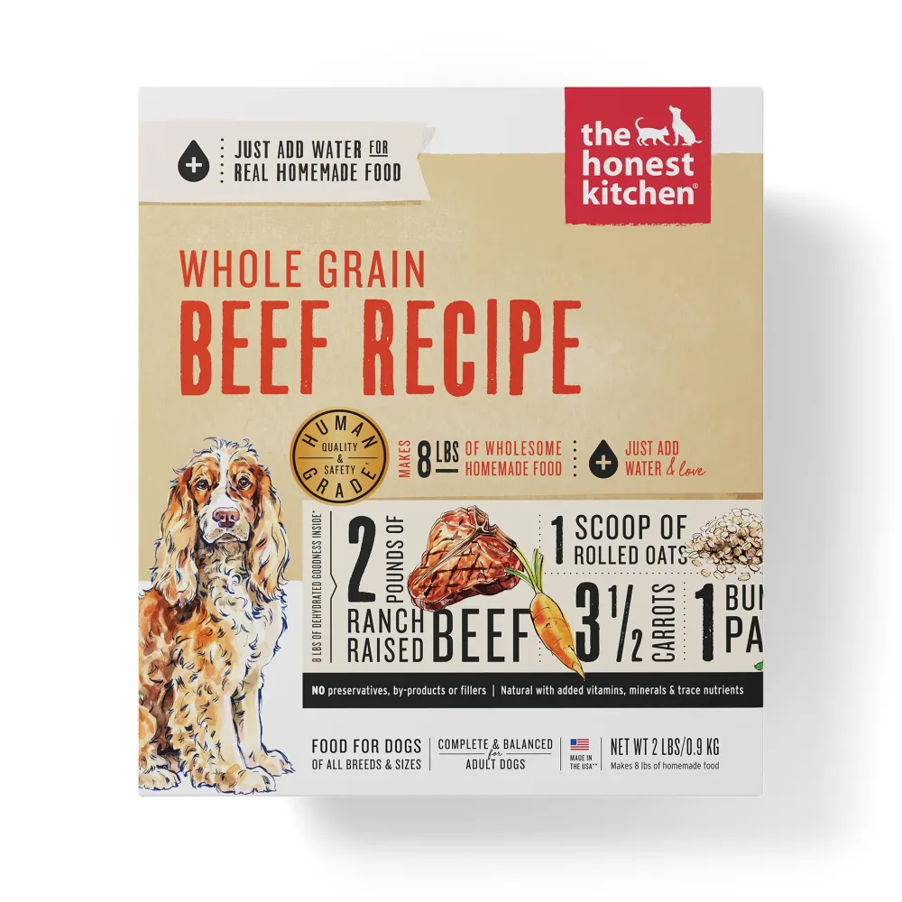 The Honest Kitchen Air-Dried & Dehydrated Food^Whole Grain Beef Recipe Dehydrated Dog Food, 2-lb box