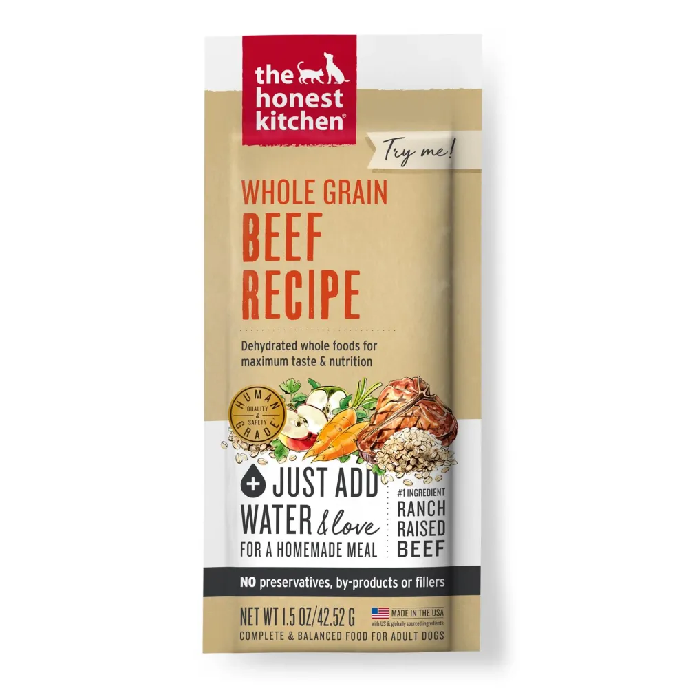 The Honest Kitchen Air-Dried & Dehydrated Food^Whole Grain Beef Recipe Dehydrated Dog Food, 1.5-oz