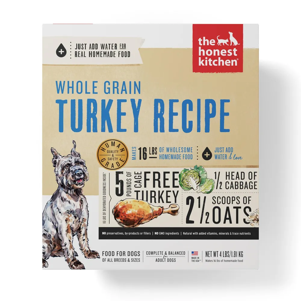 The Honest Kitchen Air-Dried & Dehydrated Food^Whole Grain Turkey Recipe Dehydrated Dog Food, 4-lb box