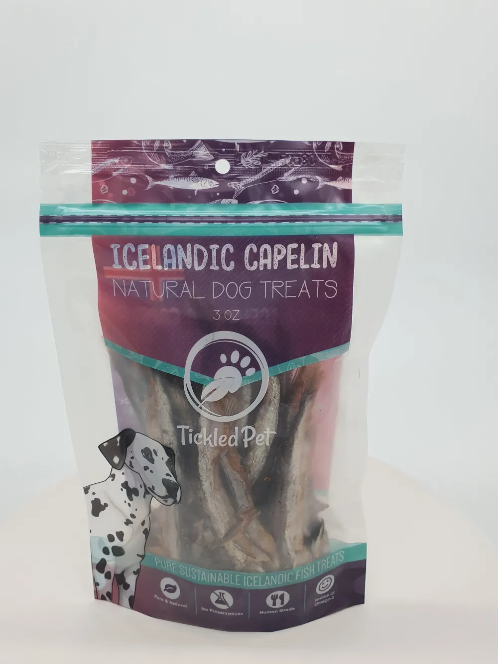Tickledpet Air-Dried & Dehydrated Treats^Icelandic Whole Capelin Dog Treats, 3-oz