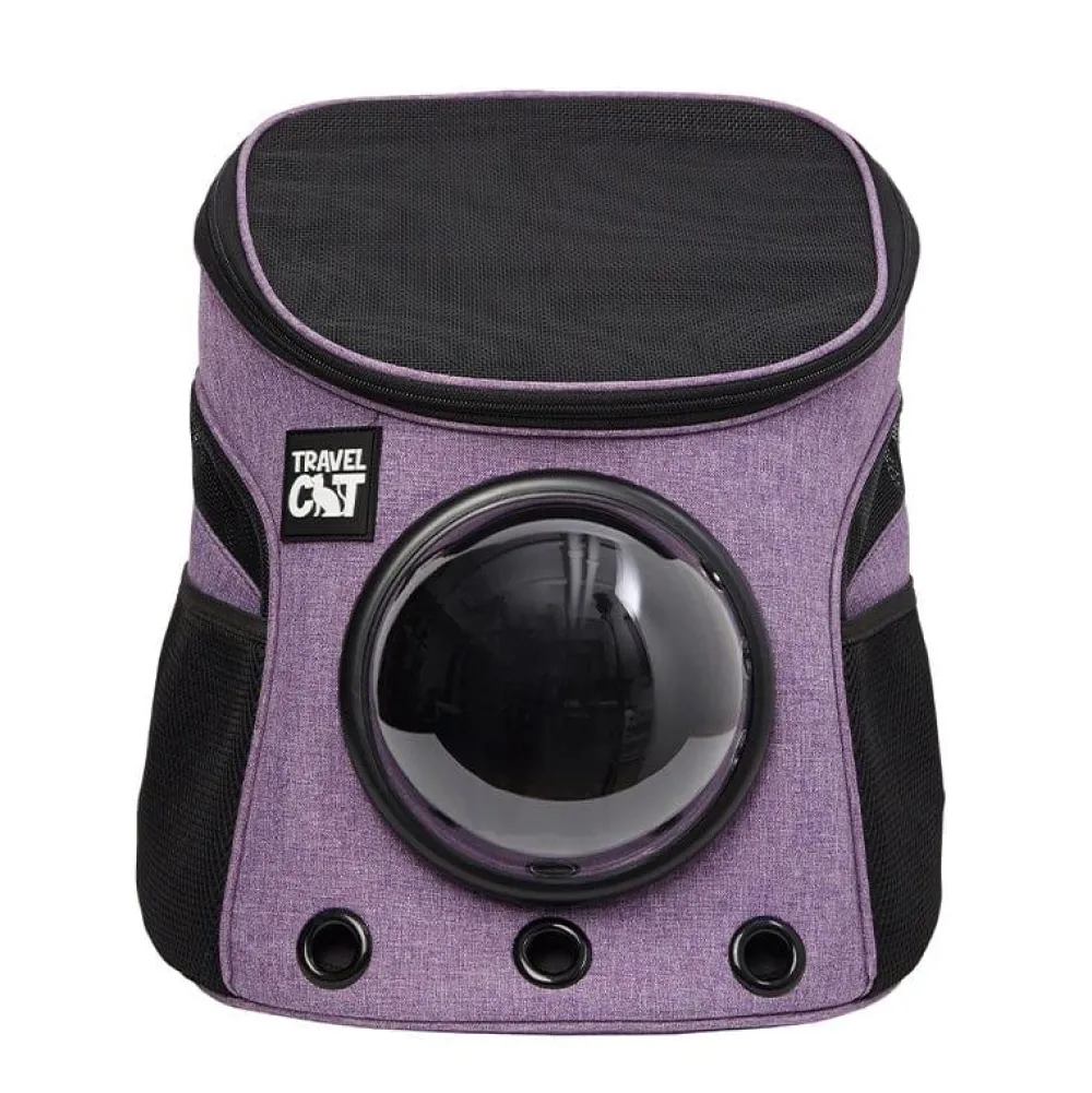 Travel Cat Carriers & Travel | Carriers & Travel^The Fat Cat Backpack for Mini Cats, Purple, 15-lb