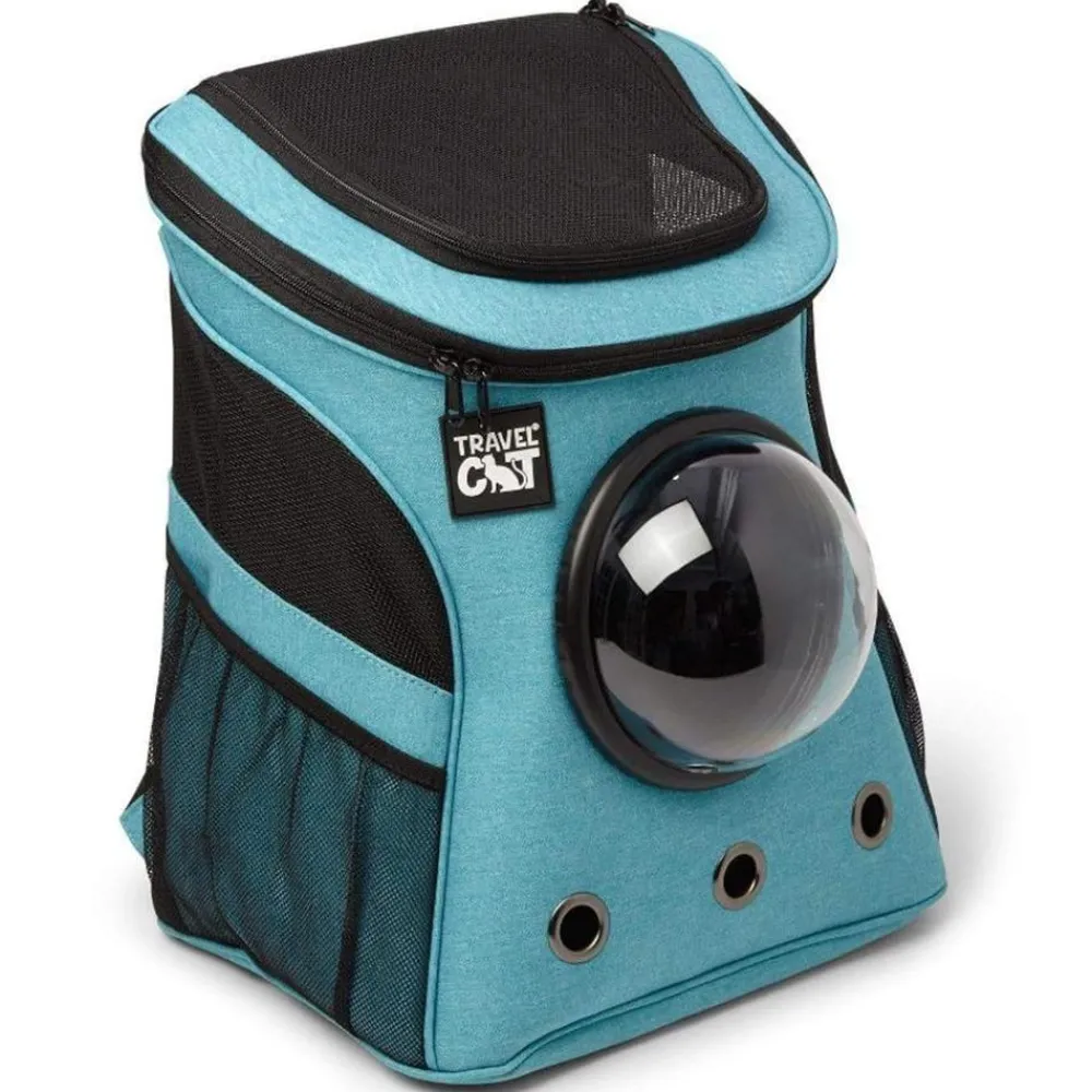 Travel Cat Carriers & Travel | Carriers & Travel^The Fat Cat Large Cat Backpack, Aqua, 25-lb