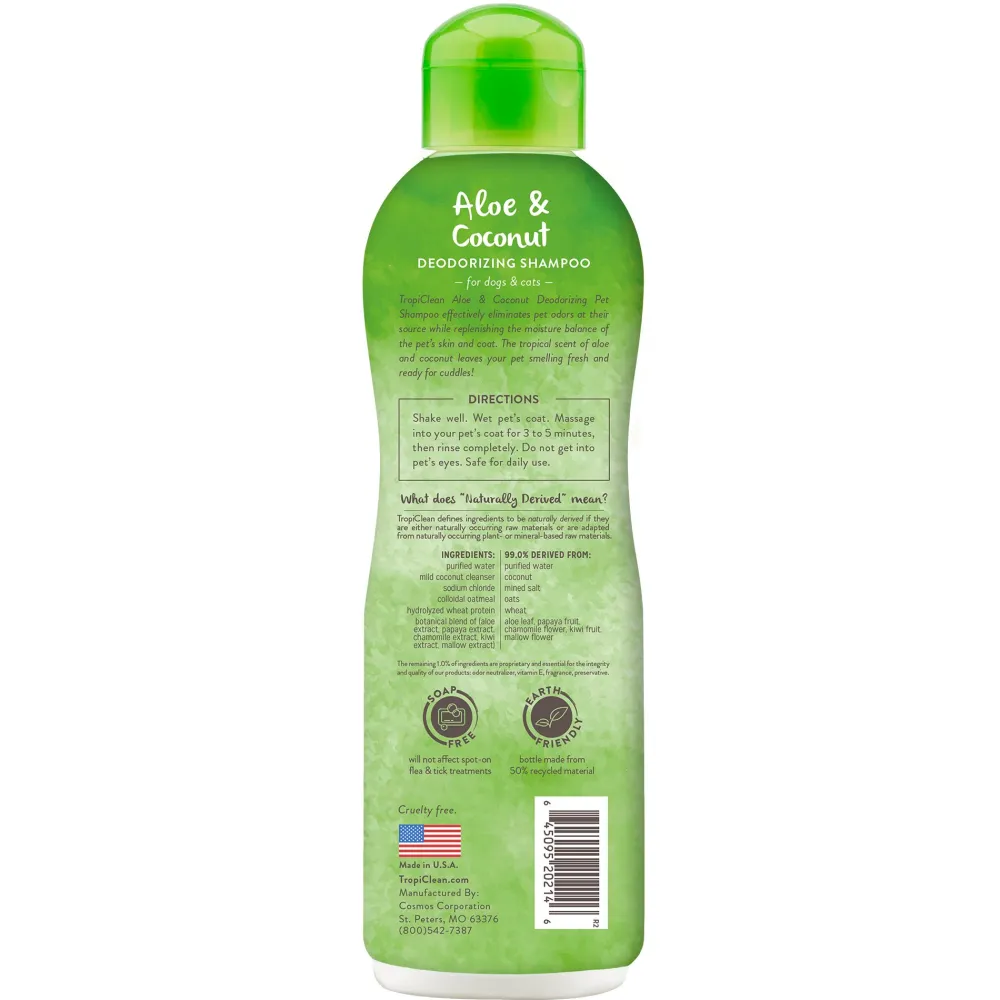 Tropiclean Grooming | Grooming^Aloe & Coconut Deodorizing Pet Shampoo, 20-oz