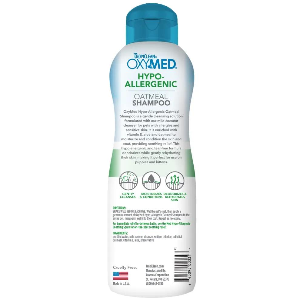 Tropiclean Grooming | Grooming^OxyMed Hypo-Allergenic Oatmeal Pet Shampoo, 20-oz