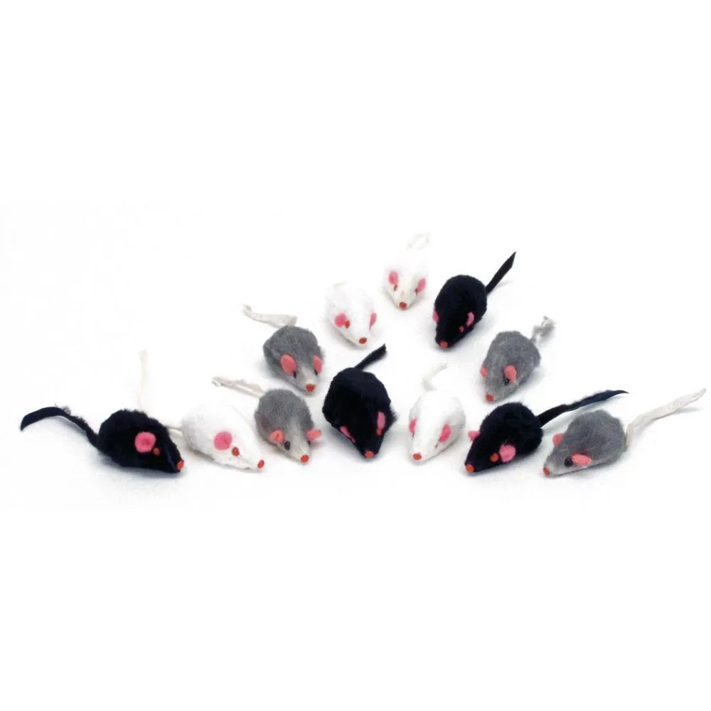 Turbo By Coastal Toys | Toys^Turbo Fur Mice Cat Toy, Assorted Colors, 12-pk
