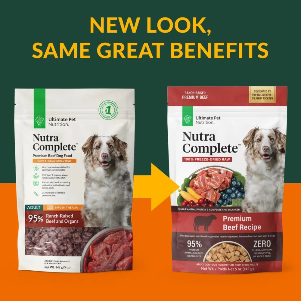 Ultimate Pet Nutrition Freeze-Dried Food^Nutra Complete Beef Freeze-Dried Raw Dog Food, 5-oz