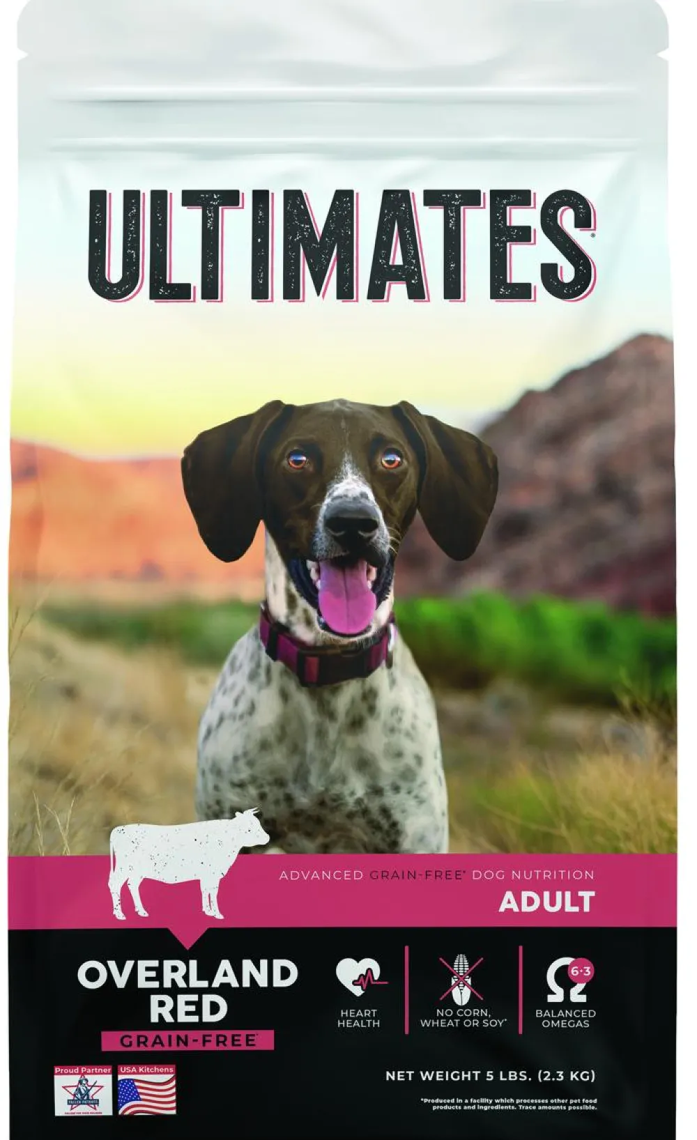 Ultimates Dry Food^Overland Red with Beef Grain-Free Dry Dog Food, 5-lb